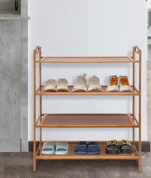 Bamboe Schoenenrek met 4 Lagen – Houten Organizer voor Hal & Slaapkamer
