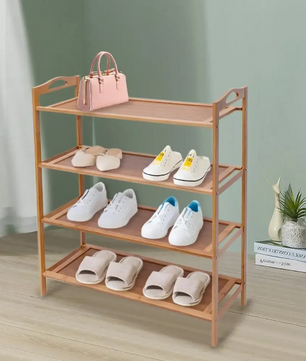 Bamboe Schoenenrek met 4 Lagen – Houten Organizer voor Hal & Slaapkamer