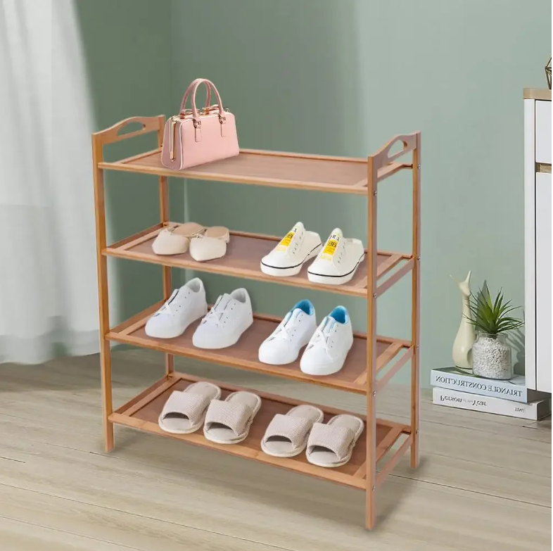 Bamboe Schoenenrek met 4 Lagen – Houten Organizer voor Hal & Slaapkamer