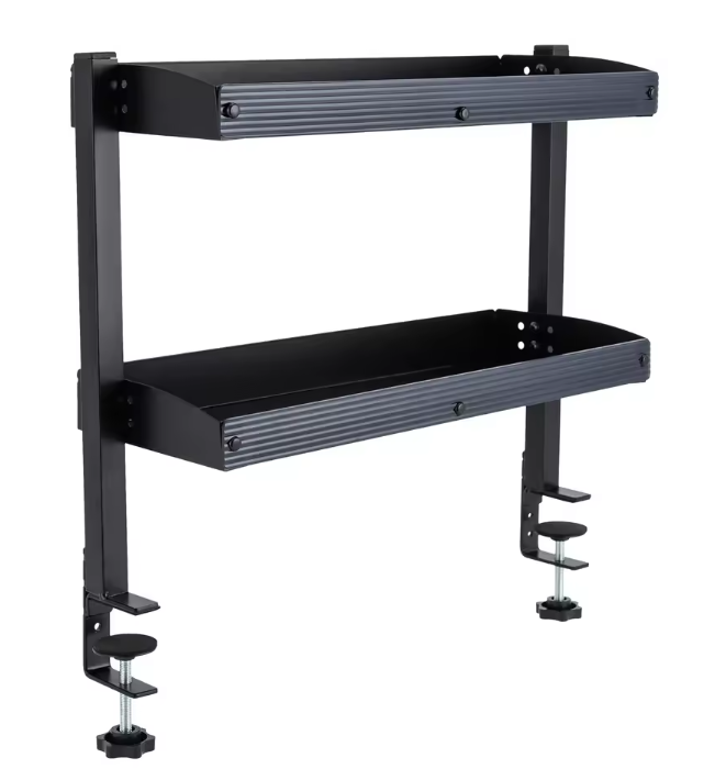 Bureau Plank Organizer met Klem – 2-Laags Opzetrek Zwart