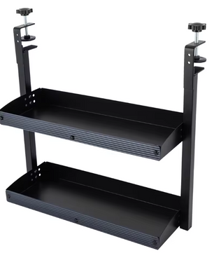 Bureau Plank Organizer met Klem – 2-Laags Opzetrek Zwart