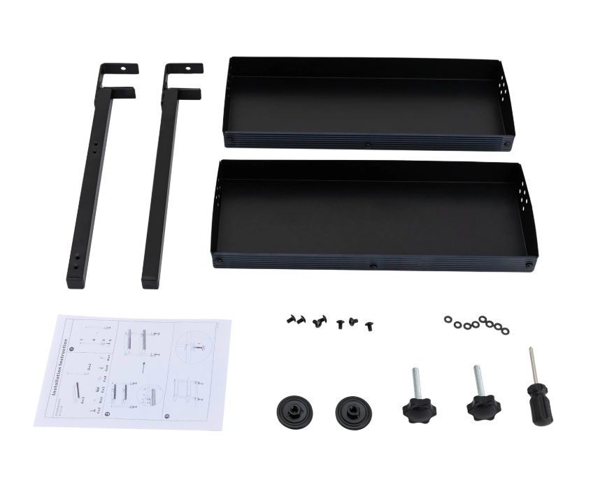 Bureau Plank Organizer met Klem – 2-Laags Opzetrek Zwart