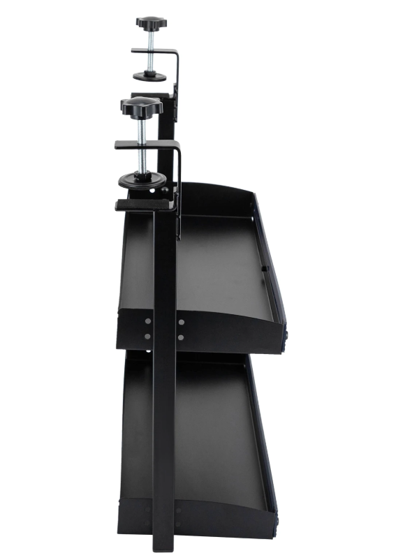 Bureau Plank Organizer met Klem – 2-Laags Opzetrek Zwart