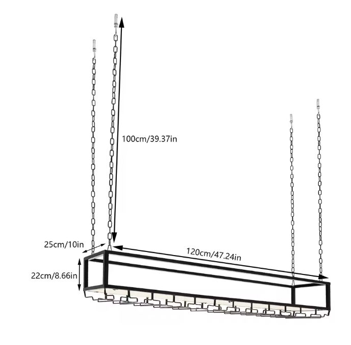 Vintage Hangend Wijnrek – Industrieel Plafondrek met Glashouder, 110 cm