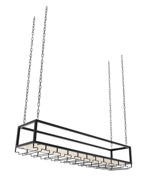 Vintage Hangend Wijnrek – Industrieel Plafondrek met Glashouder, 110 cm