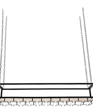 Vintage Hangend Wijnrek – Industrieel Plafondrek met Glashouder, 110 cm
