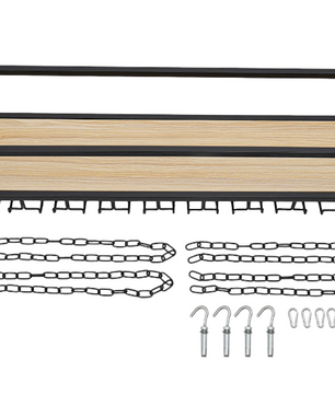 Vintage Hangend Wijnrek – Industrieel Plafondrek met Glashouder, 110 cm