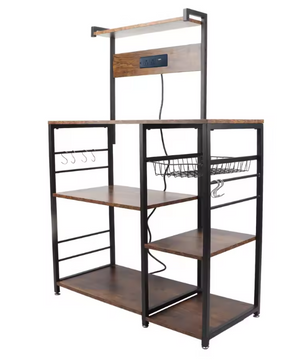Keukenrek met Hout & Staal – Multifunctioneel Magnetronrek met Meerdere Lagen