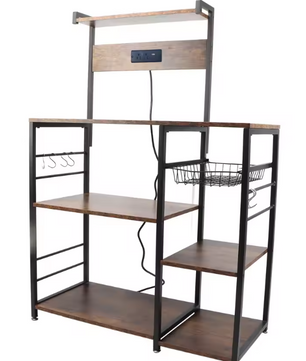 Keukenrek met Hout & Staal – Multifunctioneel Magnetronrek met Meerdere Lagen