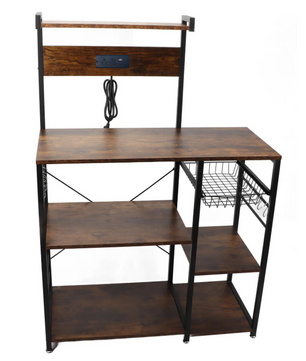Keukenrek met Hout & Staal – Multifunctioneel Magnetronrek met Meerdere Lagen