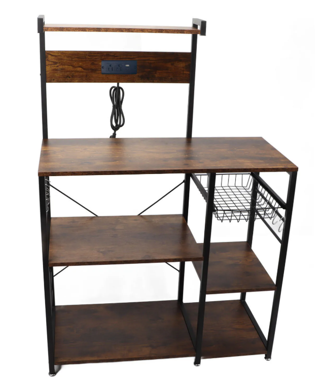 Keukenrek met Hout & Staal – Multifunctioneel Magnetronrek met Meerdere Lagen