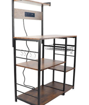 Keukenrek met Hout & Staal – Multifunctioneel Magnetronrek met Meerdere Lagen