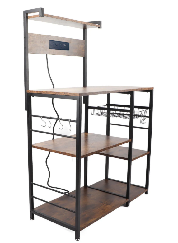 Keukenrek met Hout & Staal – Multifunctioneel Magnetronrek met Meerdere Lagen