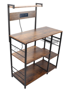 Keukenrek met Hout & Staal – Multifunctioneel Magnetronrek met Meerdere Lagen