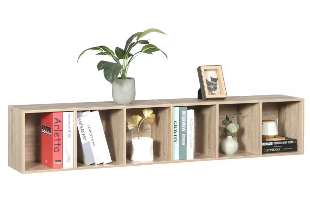 Moderne Boekenkast met 6 Vakken – MDF Opbergrek 158 cm Hoog