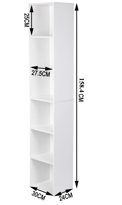 Moderne Boekenkast met 6 Vakken – MDF Opbergrek 158 cm Hoog