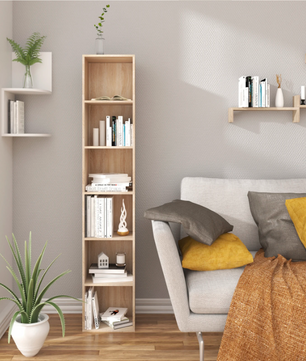 Moderne Boekenkast met 6 Vakken – MDF Opbergrek 158 cm Hoog