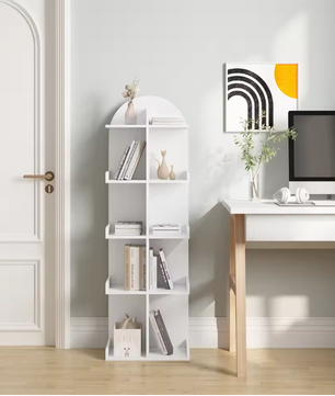 Witte Boekenkast met 10 Planken – Staand Opbergrek 126 cm