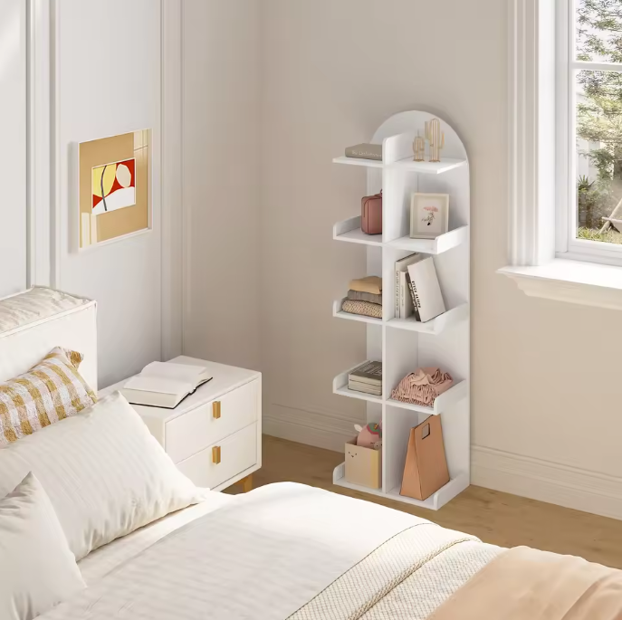 Witte Boekenkast met 10 Planken – Staand Opbergrek 126 cm
