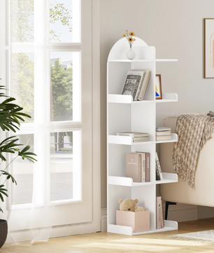 Witte Boekenkast met 10 Planken – Staand Opbergrek 126 cm