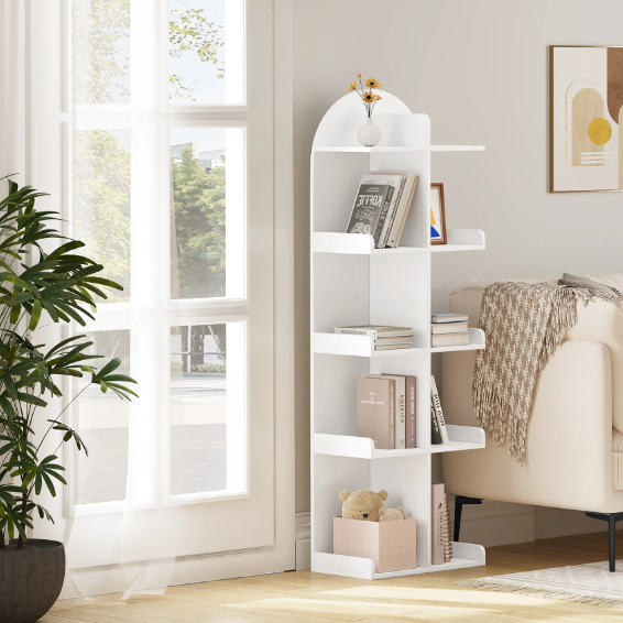 Witte Boekenkast met 10 Planken – Staand Opbergrek 126 cm