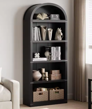 Boekenkast met Deuren – Houten Boogkast 182 cm Hoog, Landelijk & Modern