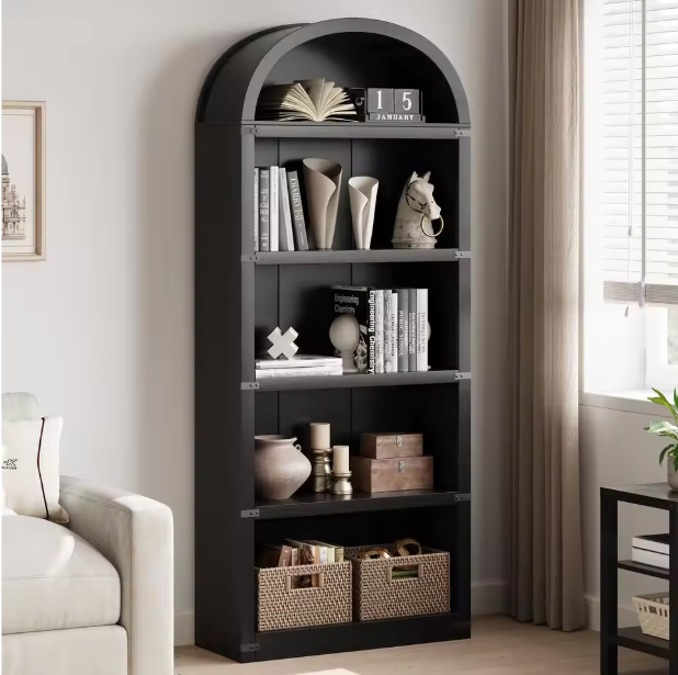 Boekenkast met Deuren – Houten Boogkast 182 cm Hoog, Landelijk & Modern