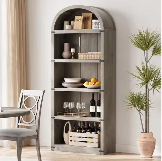 Boekenkast met Deuren – Houten Boogkast 182 cm Hoog, Landelijk & Modern