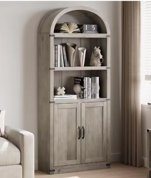 Boekenkast met Deuren – Houten Boogkast 182 cm Hoog, Landelijk & Modern