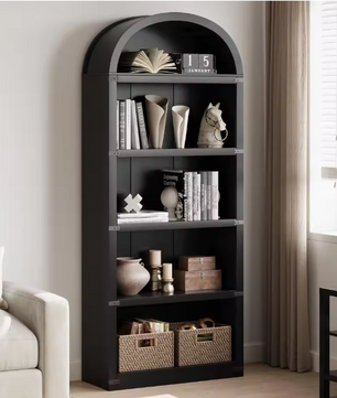 Boekenkast met Deuren – Houten Boogkast 182 cm Hoog, Landelijk & Modern