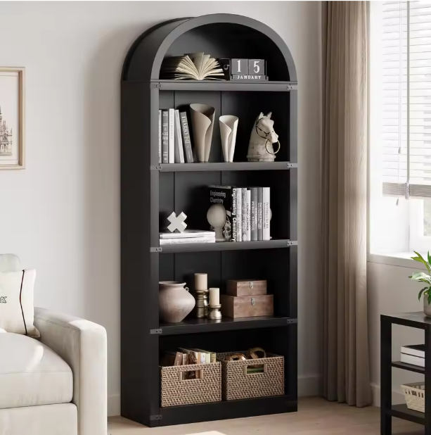 Boekenkast met Deuren – Houten Boogkast 182 cm Hoog, Landelijk & Modern