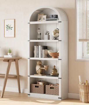 Boekenkast met Deuren – Houten Boogkast 182 cm Hoog, Landelijk & Modern