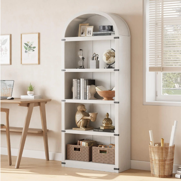 Boekenkast met Deuren – Houten Boogkast 182 cm Hoog, Landelijk & Modern