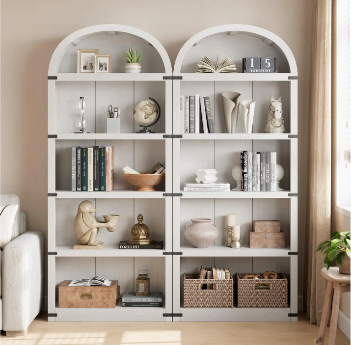 Boekenkast met Deuren – Houten Boogkast 182 cm Hoog, Landelijk & Modern