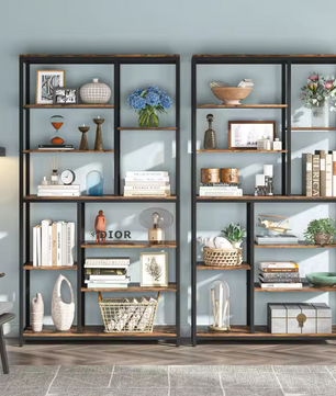Industriële Boekenkast met 9 Lagen – Hoge Open Vakkenkast 200 cm