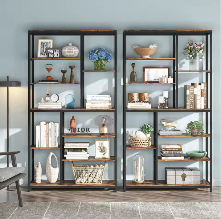 Industriële Boekenkast met 9 Lagen – Hoge Open Vakkenkast 200 cm