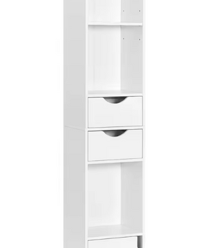 Staande Boekenkast met Laden en Deur – 158 cm Hoog, Modern & Ruimtebesparend