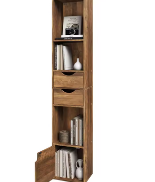 Staande Boekenkast met Laden en Deur – 158 cm Hoog, Modern & Ruimtebesparend