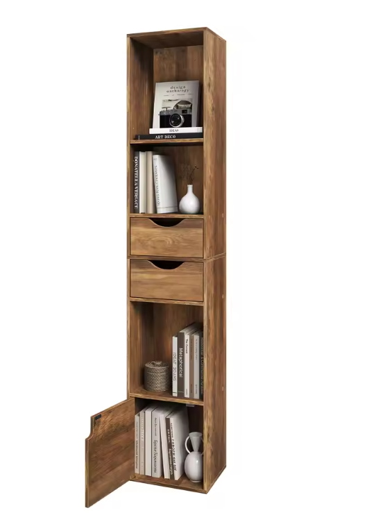 Staande Boekenkast met Laden en Deur – 158 cm Hoog, Modern & Ruimtebesparend