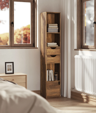 Staande Boekenkast met Laden en Deur – 158 cm Hoog, Modern & Ruimtebesparend