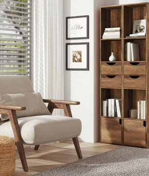Staande Boekenkast met Laden en Deur – 158 cm Hoog, Modern & Ruimtebesparend