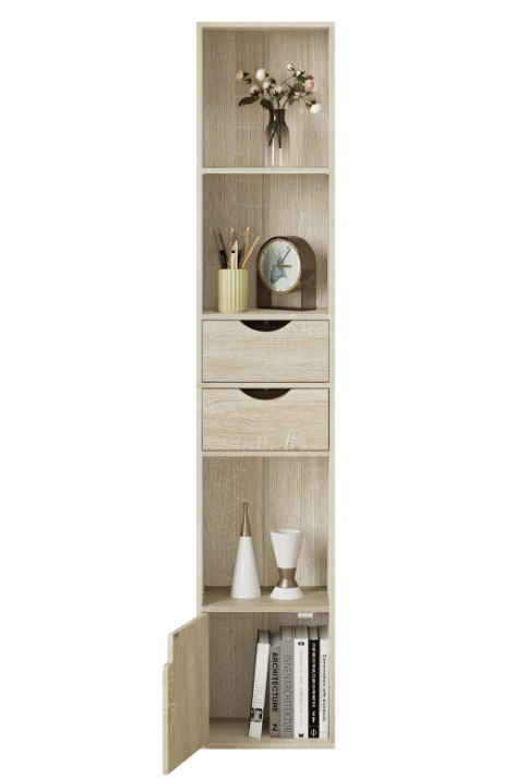 Staande Boekenkast met Laden en Deur – 158 cm Hoog, Modern & Ruimtebesparend