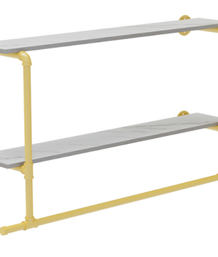 Industriële Wandkapstok met Houten Planken – Kledingrek & Opbergrek, Ruimtebesparend