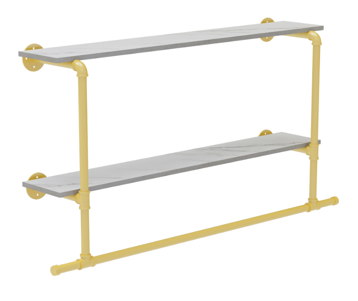 Industriële Wandkapstok met Houten Planken – Kledingrek & Opbergrek, Ruimtebesparend