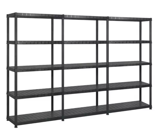 Staande Kunststof Opbergkast – 5 Lagen, Zwart & Multifunctioneel
