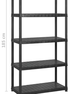 Staande Kunststof Opbergkast – 5 Lagen, Zwart & Multifunctioneel