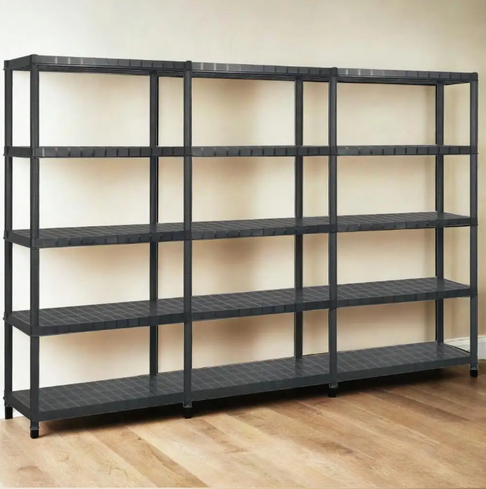 Staande Kunststof Opbergkast – 5 Lagen, Zwart & Multifunctioneel