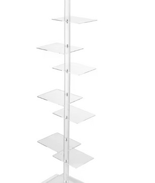 Transparante Hoekboekenkast – 9 Lagen Acryl Torenrek, Modern & Ruimtebesparend