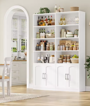 Staande Boekenkast met 12 Vakken & 4 Deuren – Multifunctioneel Opbergrek 115×27×185,5 cm
