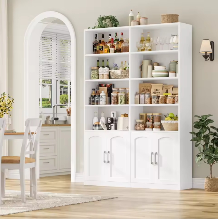 Staande Boekenkast met 12 Vakken & 4 Deuren – Multifunctioneel Opbergrek 115×27×185,5 cm